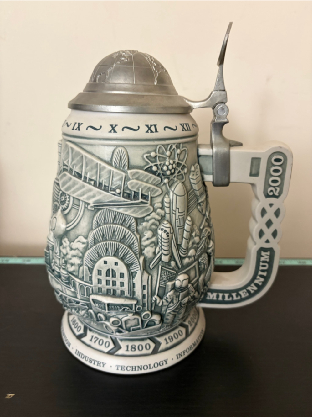 Vintage 1999 Avon Millennium Beer Stein 1000 Years History CUI Ceramarte Brazil